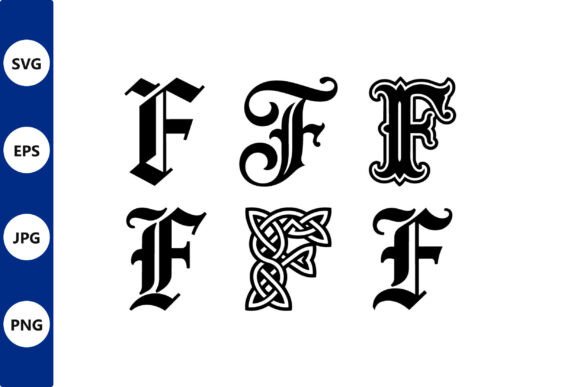 Ornate F Monogram Knot Set for Medieval-Inspired Branding