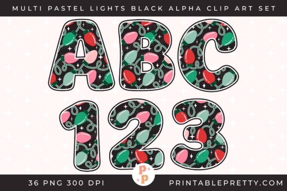 Pastel Christmas Lights Alphabet PNG: A Festive and Functional Design Tool for Holiday Creations